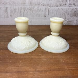 Vintage Imperial Milk Glass Candlestick Holders